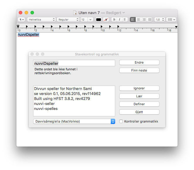 OSX stavekontrolldialog