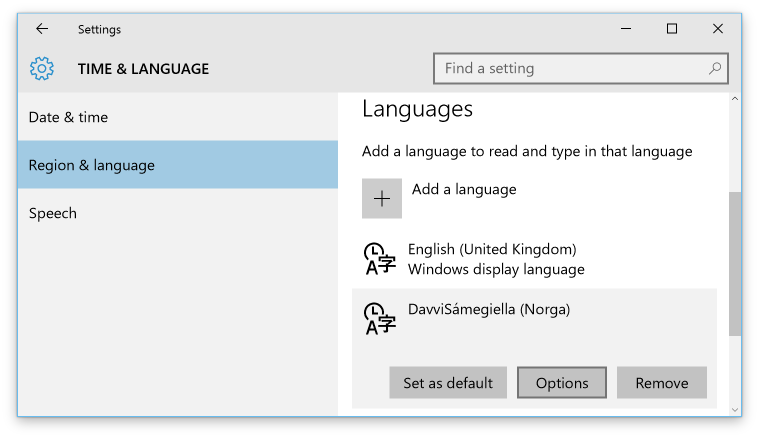 Configure language