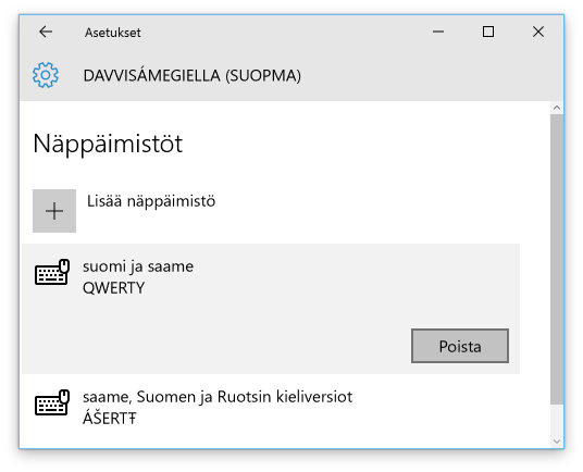 Språkalternativer: Fjern norsk med samisk