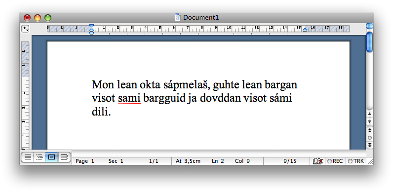 Samisk tekst med skrivefeil
