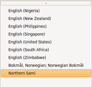 Language support menu in Gnome